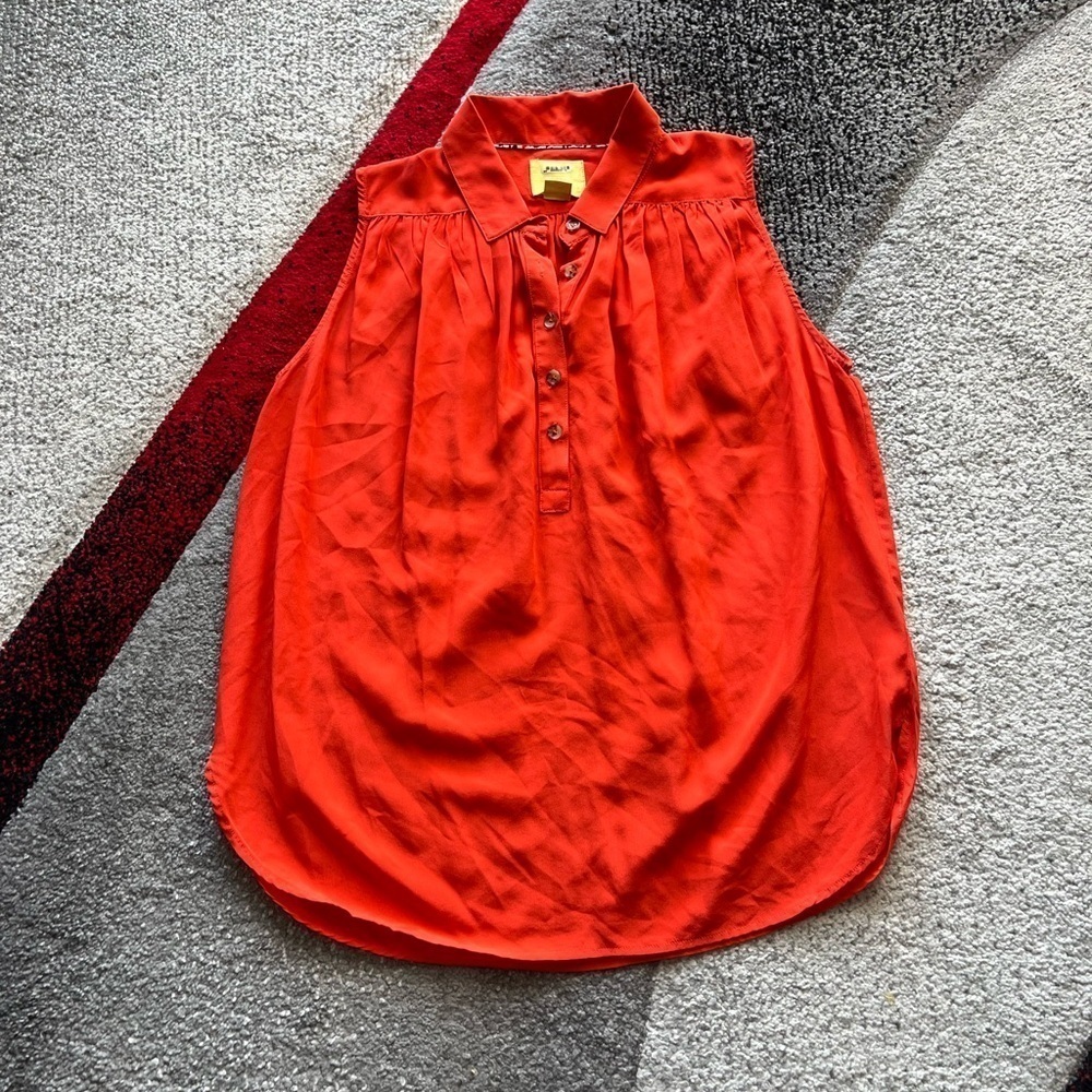 Maeve Anthropologie Orange Silk Sleeveless Top